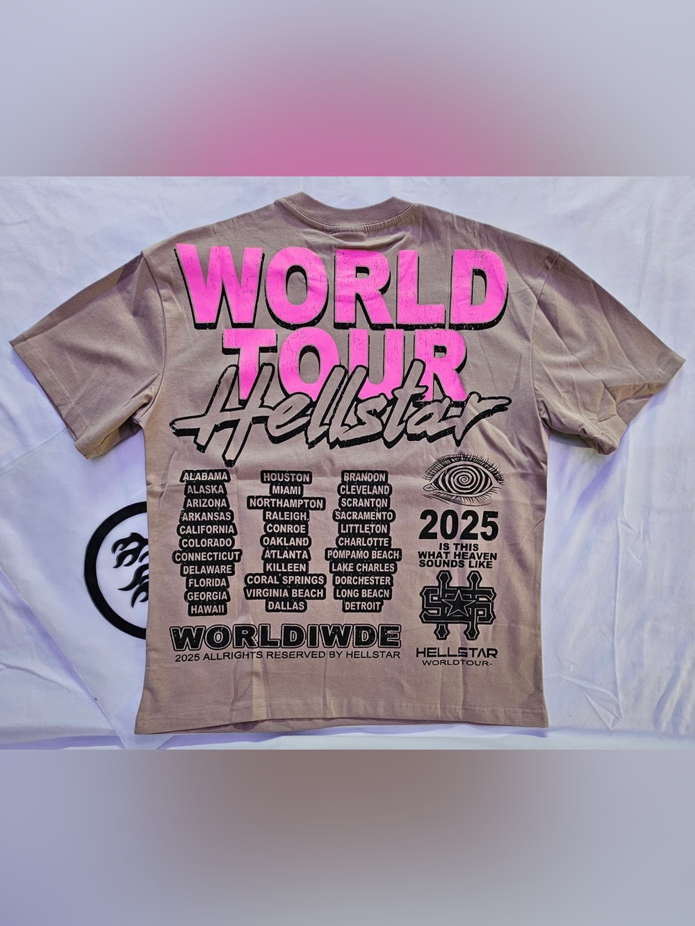 Hellstar Graphic Tee - Beige with Pink Print - Picture 7 of 8